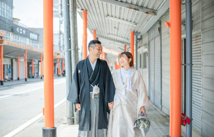街の中で和装前撮り