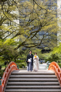 富山のコアラで富山城址公園で和装ロケーションフォトウェディングを行なった新郎新婦の富山フォトウェディング