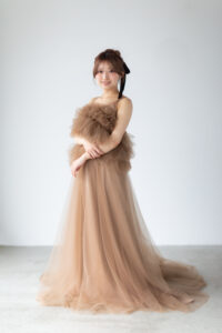 富山のコアラでブラックドレスを着た花嫁のフォトウェディング