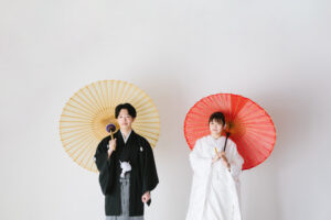 富山のコアラのスタジオで和装と共に撮影した新郎新婦のフォトウェディング