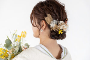 富山のコアラで和装ロケーションフォトウェディングを行なった花嫁のヘアスタイル