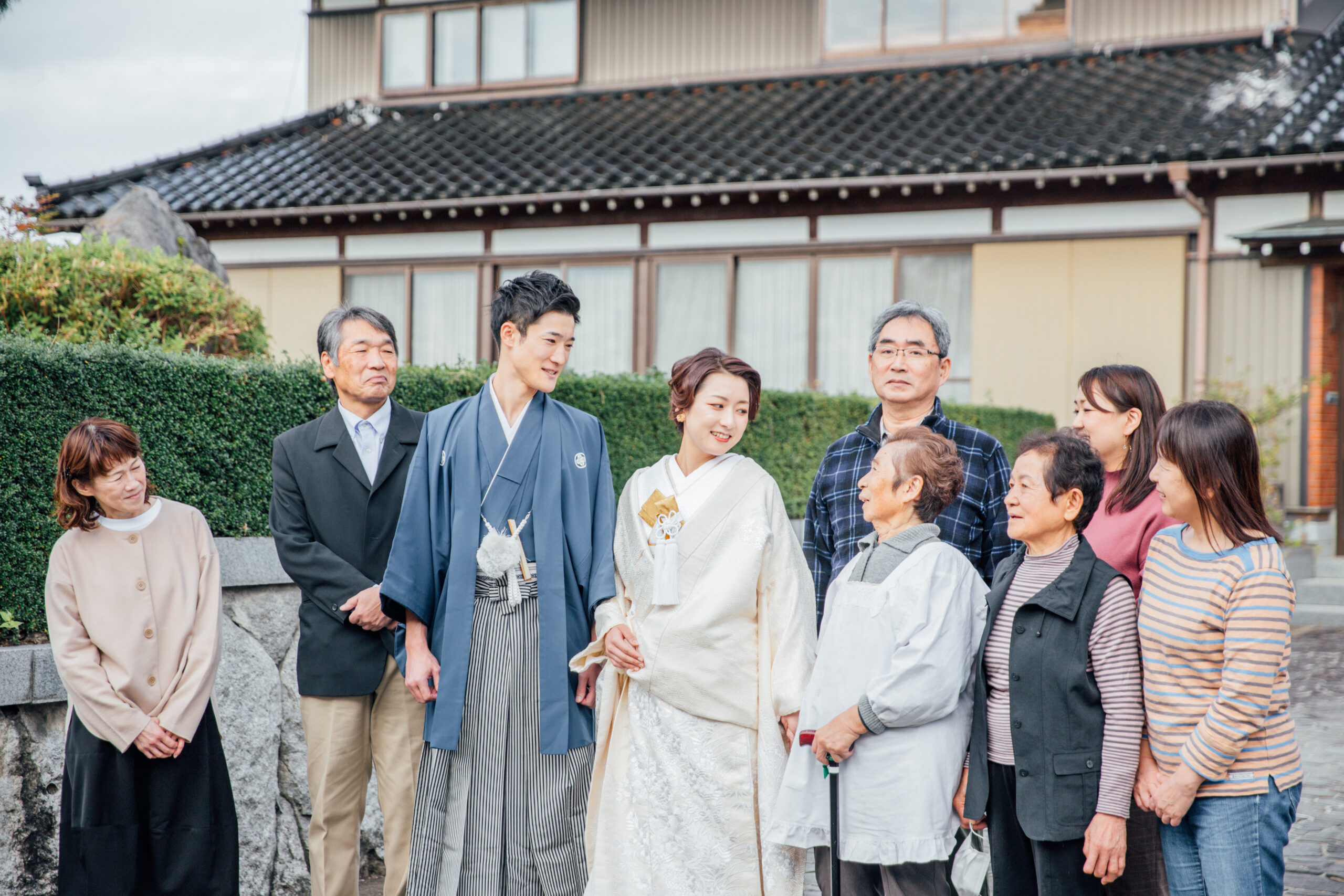家族と一緒に撮影する例