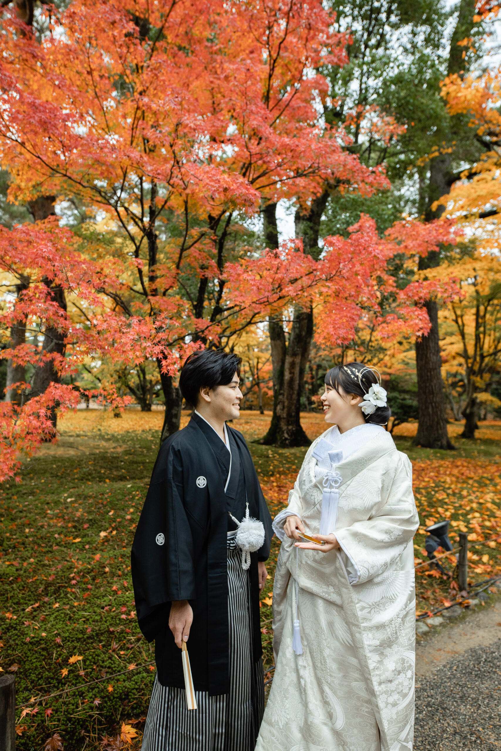 秋のフォトウエディングの撮影写真